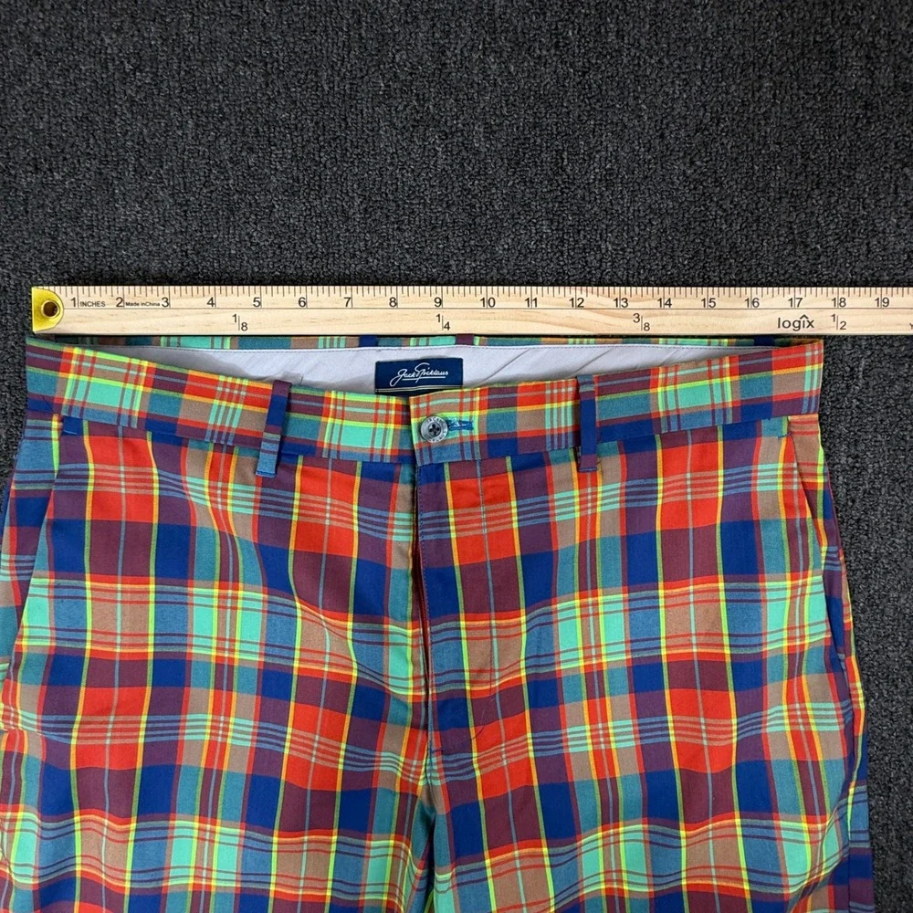 Jack Nicklaus Mens Plaid Golf Shorts Multicolor Performance Flat Front 36